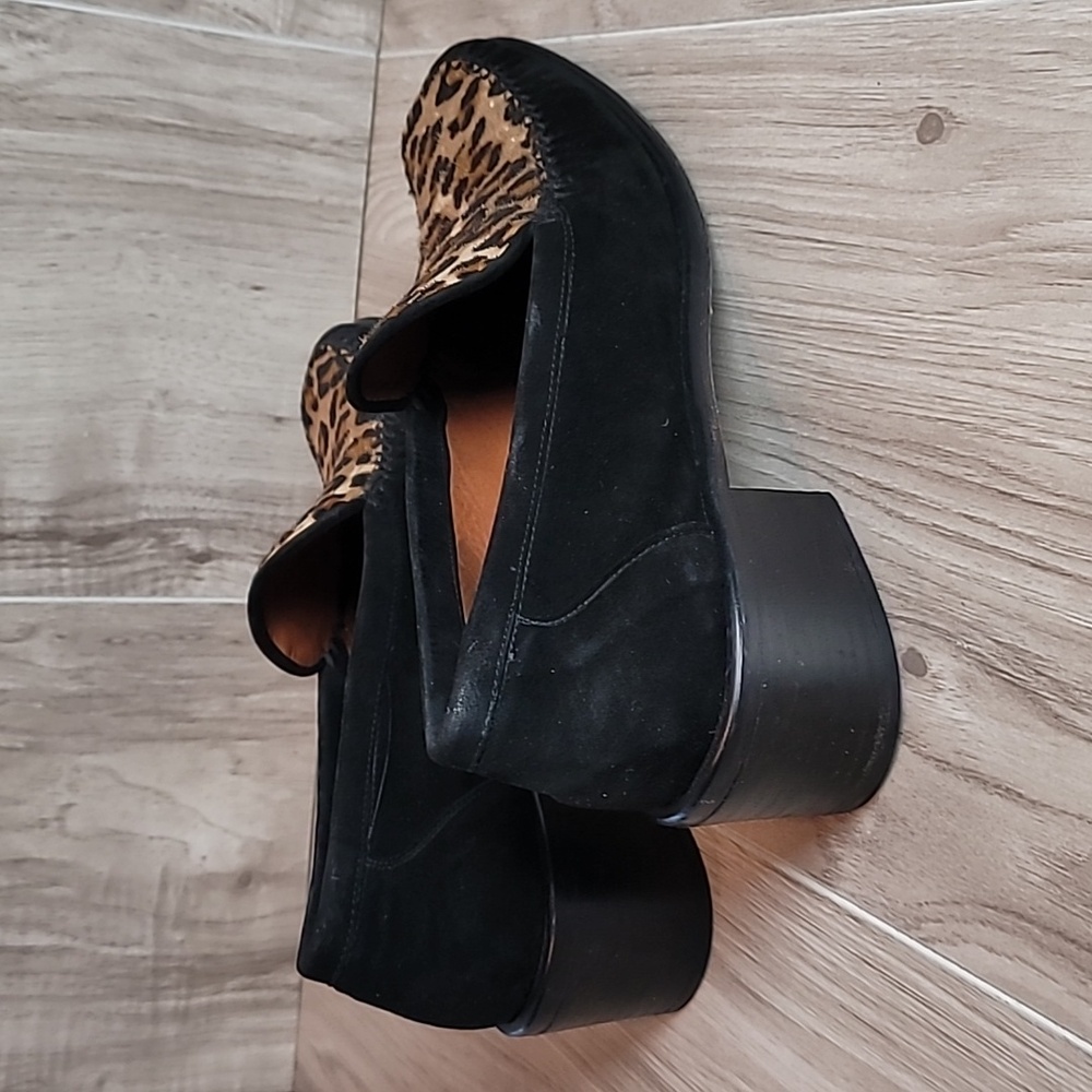 Stuart Weitzman Leopard Calf Hair Suede Block Heel Loafer Pumps Women’s Size 8 - Picture 2 of 10